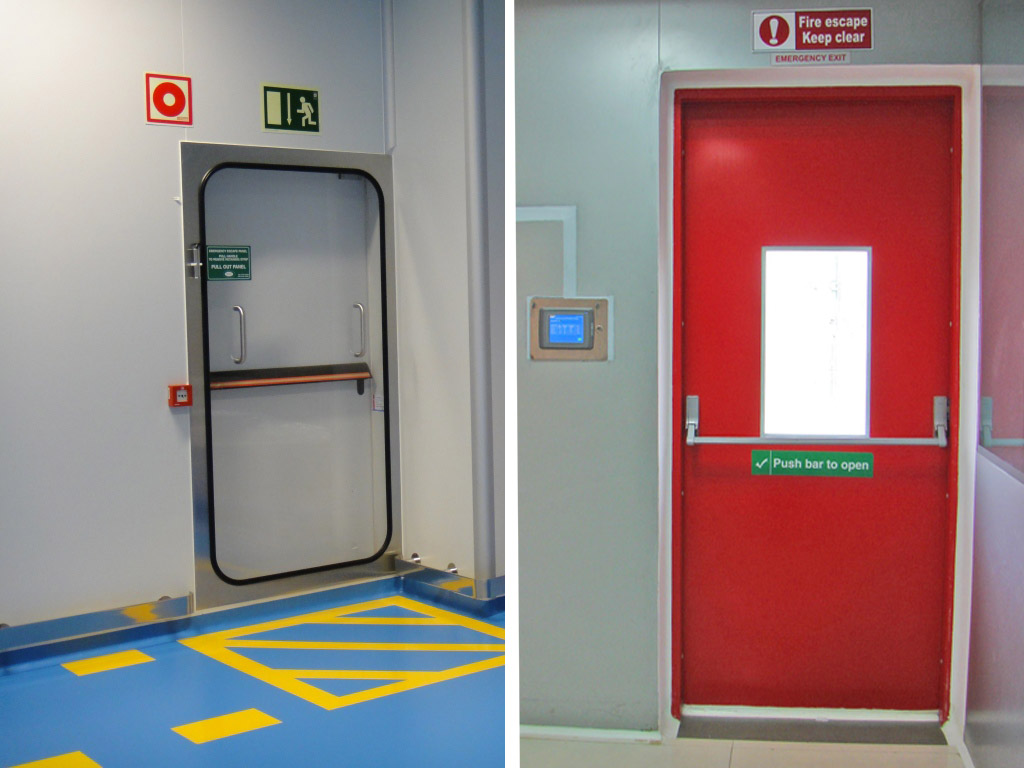 The clean room safety door is made of high-quality galvanized steel sheet