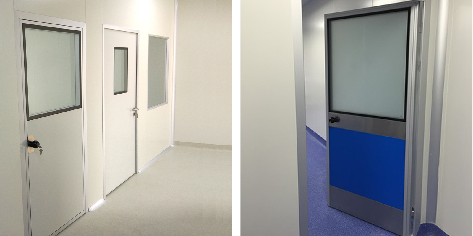 The view cleanroom wall panel of door is flush with the surface of the door leaf, which isboth beautiful and clean.