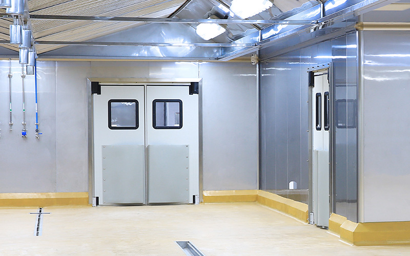 Stainless steel cleanroom panels are used in conjunction with cleanroom steel doors